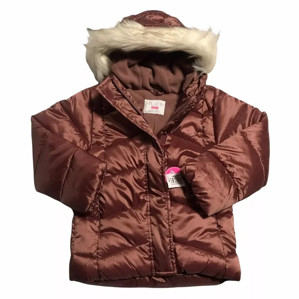The Childrens Place Little Girls Puffer Jacket Size 4 Fleece Lining Winter‎ Coat